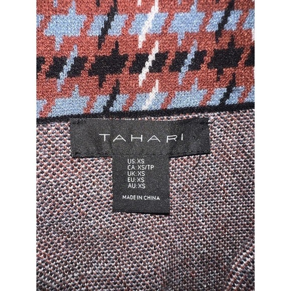 Tahari Women's Cardigan Sweater Houndstooth Multicolor Open Pockets XS - Picture 5 of 6